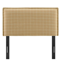 Camille Hemp Windowpane Check Checkered Linen Blend Twin Size Headboard - Ornate Home