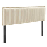 Camille Oatmeal Stripe Striped Linen Blend Full Size Headboard - Ornate Home