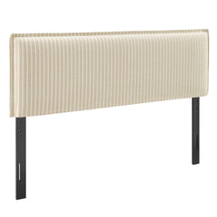 Camille Oatmeal Stripe Striped Linen Blend Full Size Headboard - Ornate Home