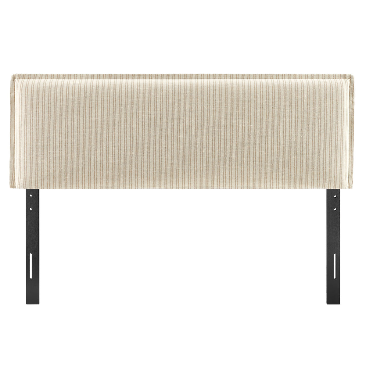 Camille Oatmeal Stripe Striped Linen Blend Full Size Headboard - Ornate Home