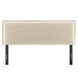 Camille Oatmeal Stripe Striped Linen Blend Full Size Headboard - Ornate Home