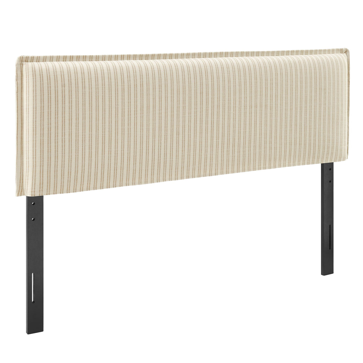 Camille Oatmeal Stripe Striped Linen Blend King Size Headboard - Ornate Home