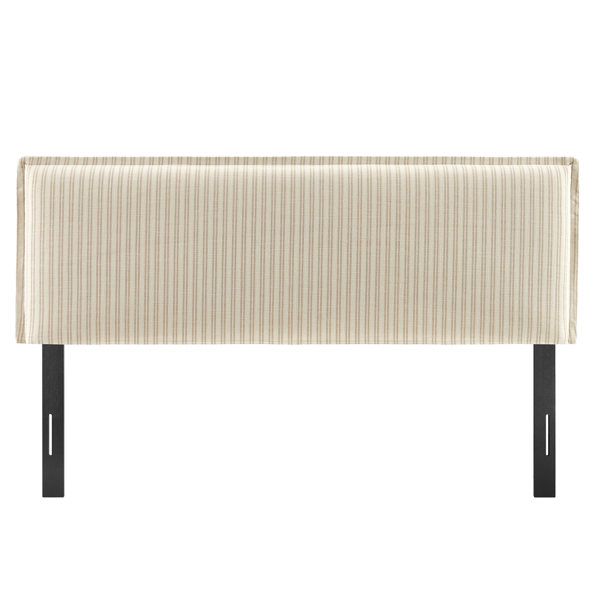Camille Oatmeal Stripe Striped Linen Blend King Size Headboard - Ornate Home
