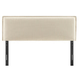 Camille Oatmeal Stripe Striped Linen Blend Queen Size Headboard - Ornate Home