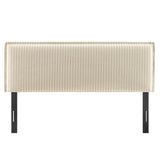 Camille Oatmeal Stripe Striped Linen Blend Queen Size Headboard - Ornate Home