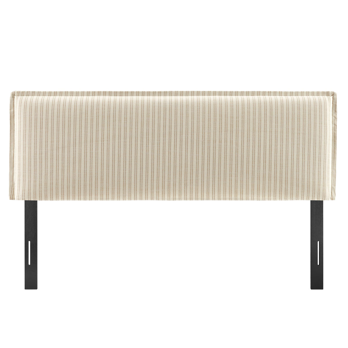Camille Oatmeal Stripe Striped Linen Blend Queen Size Headboard - Ornate Home