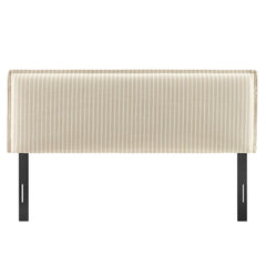 Camille Oatmeal Stripe Striped Linen Blend Queen Size Headboard - Ornate Home