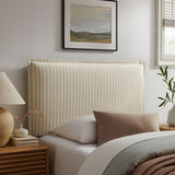 Camille Oatmeal Stripe Striped Linen Blend Twin Size Headboard - Ornate Home