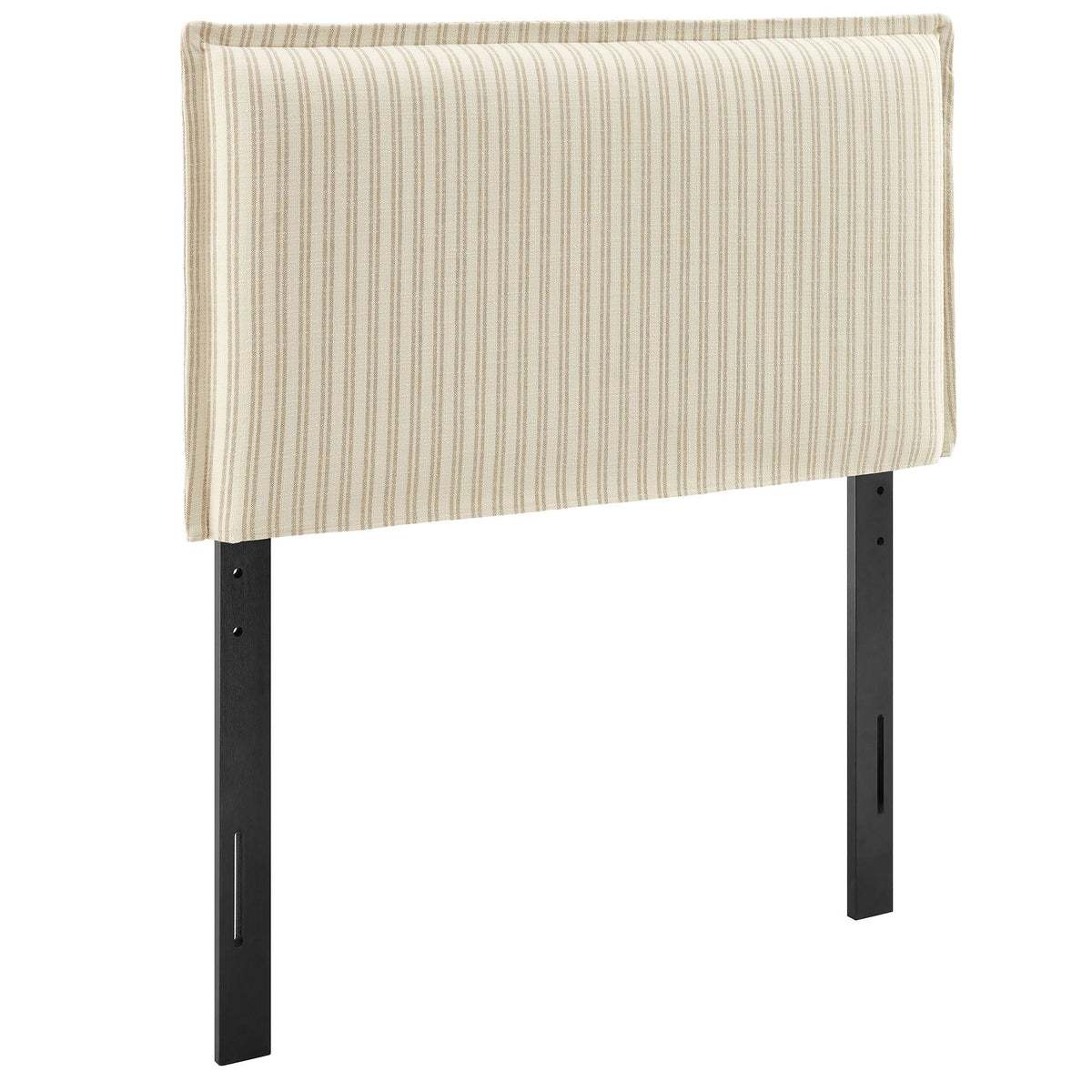 Camille Oatmeal Stripe Striped Linen Blend Twin Size Headboard - Ornate Home