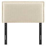 Camille Oatmeal Stripe Striped Linen Blend Twin Size Headboard - Ornate Home
