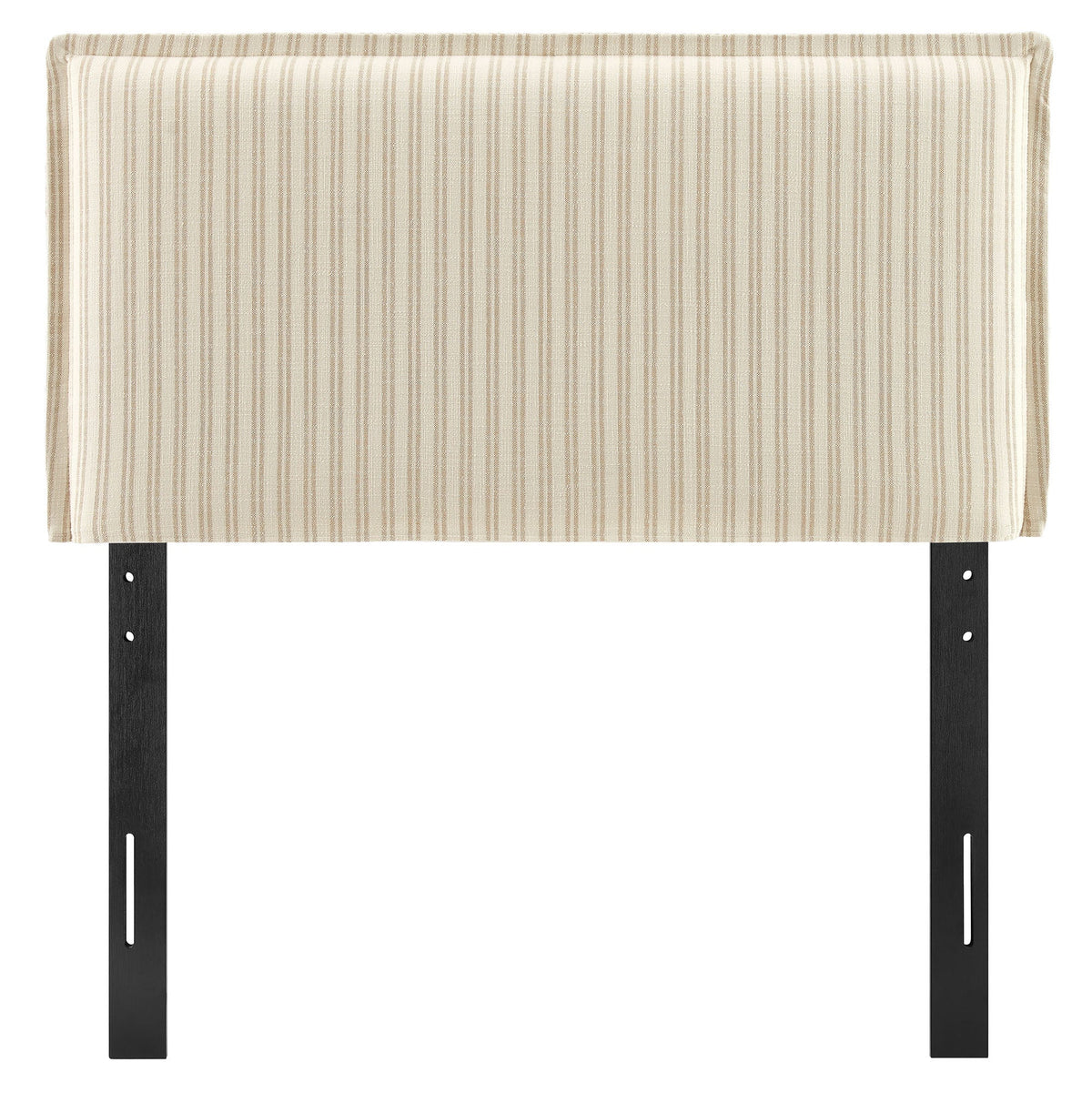Camille Oatmeal Stripe Striped Linen Blend Twin Size Headboard - Ornate Home