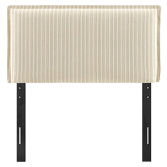 Camille Oatmeal Stripe Striped Linen Blend Twin Size Headboard - Ornate Home