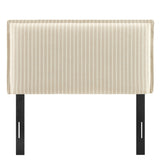 Camille Oatmeal Stripe Striped Linen Blend Twin Size Headboard - Ornate Home