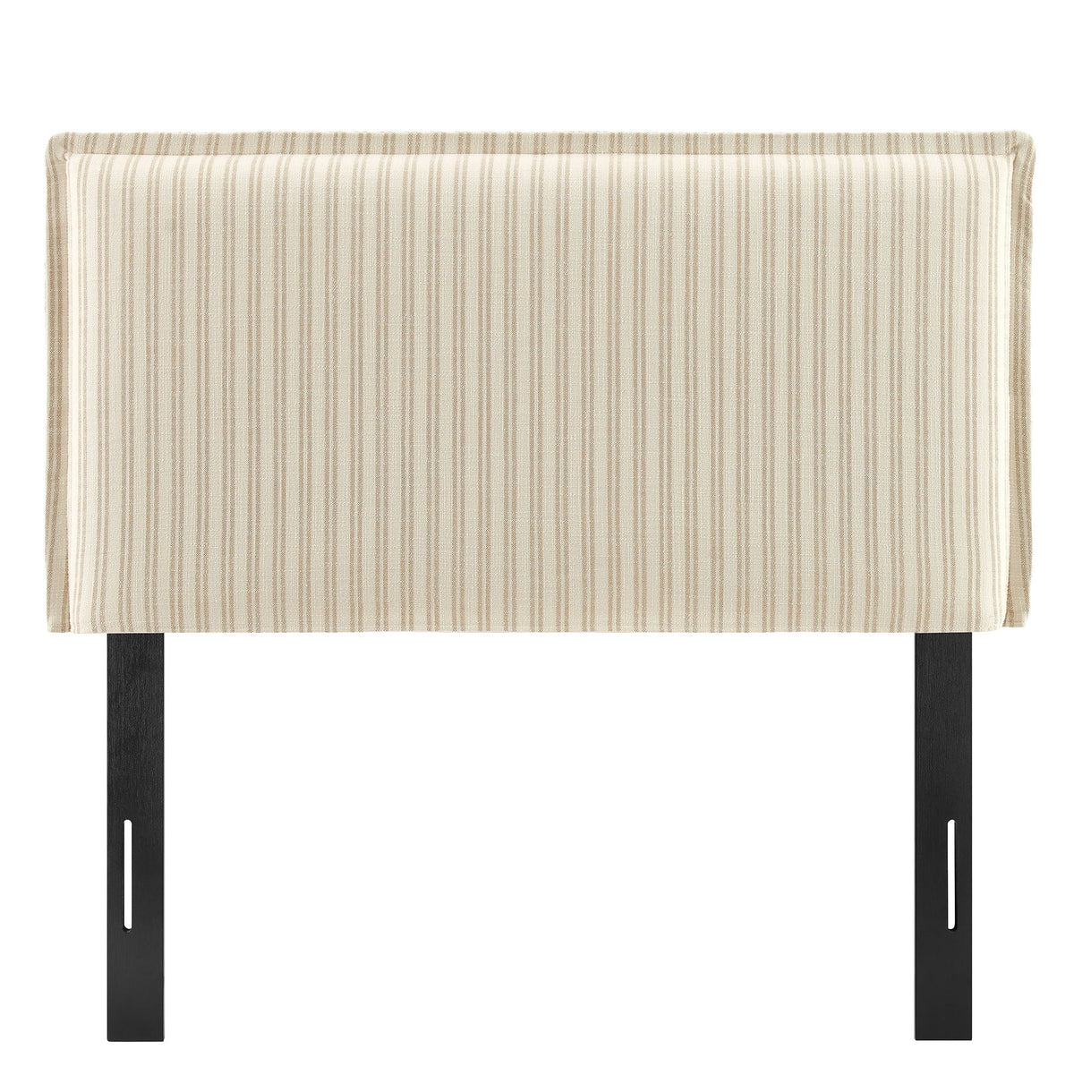 Camille Oatmeal Stripe Striped Linen Blend Twin Size Headboard - Ornate Home