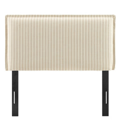 Camille Oatmeal Stripe Striped Linen Blend Twin Size Headboard - Ornate Home