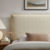 Camille Oatmeal Stripe Striped Linen Blend Twin Size Headboard - Ornate Home
