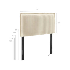 Camille Oatmeal Stripe Striped Linen Blend Twin Size Headboard - Ornate Home