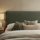 Camille Sage Upholstered Linen Blend Queen Size Headboard - Ornate Home
