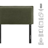 Camille Sage Upholstered Linen Blend Twin Size Headboard - Ornate Home