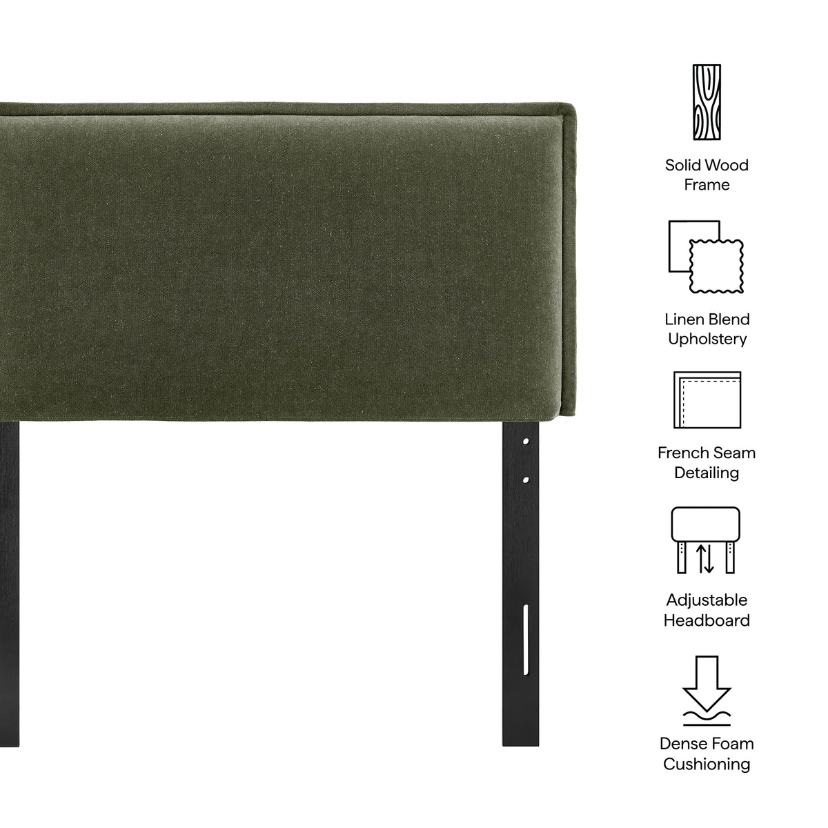 Camille Sage Upholstered Linen Blend Twin Size Headboard - Ornate Home