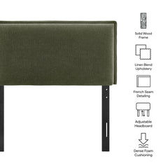 Camille Sage Upholstered Linen Blend Twin Size Headboard - Ornate Home