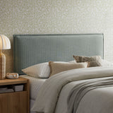 Camille Spa Blue Stripe Striped Linen Blend Full Size Headboard - Ornate Home