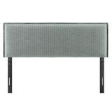 Camille Spa Blue Stripe Striped Linen Blend King Size Headboard - Ornate Home