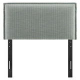 Camille Spa Blue Stripe Striped Linen Blend Twin Size Headboard - Ornate Home
