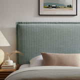 Camille Spa Blue Stripe Striped Linen Blend Twin Size Headboard - Ornate Home