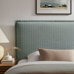 Camille Spa Blue Stripe Striped Linen Blend Twin Size Headboard - Ornate Home
