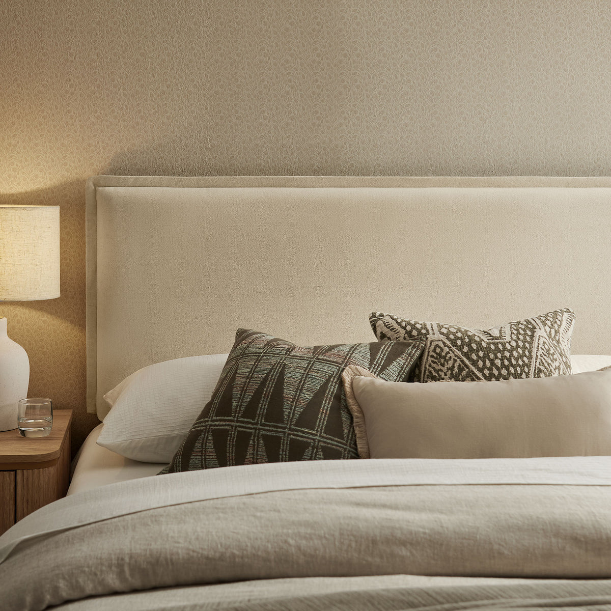 Camille Upholstered Linen Blend King Size Headboard - Ornate Home