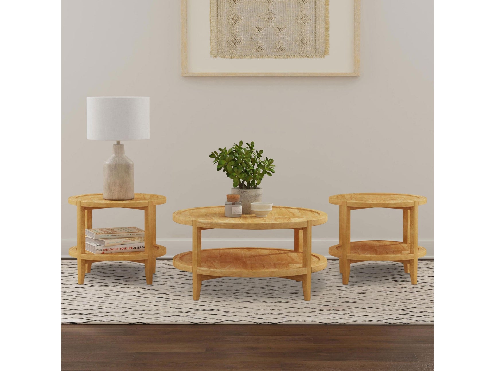 Camillo Maple 3-piece Round Coffee and End Table Set - Ornate Home