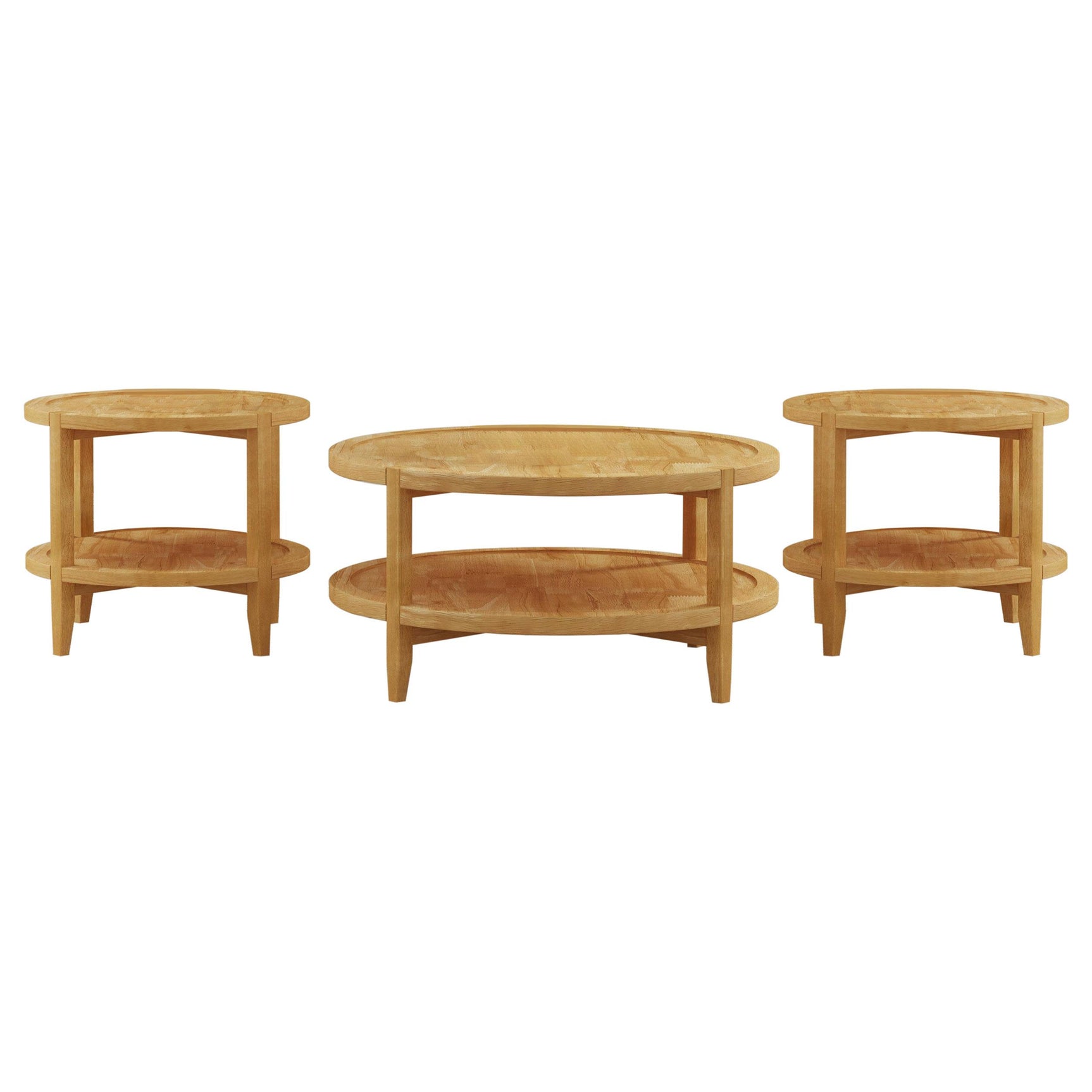 Camillo Maple 3-piece Round Coffee and End Table Set - Ornate Home