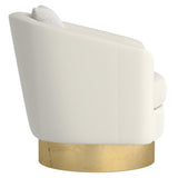 Camino White/Cream/Gold Fabric Swivel Chair - Ornate Home