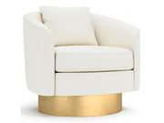 Camino White/Cream/Gold Leather Swivel Chair - Ornate Home