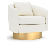 Camino White/Cream/Gold Leather Swivel Chair - Ornate Home