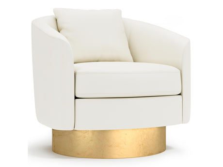 Camino White/Cream/Gold Leather Swivel Chair - Ornate Home
