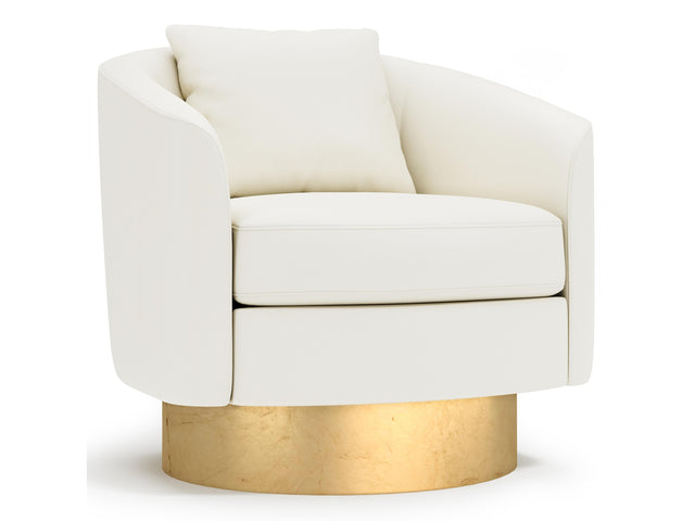 Camino White/Cream/Gold Leather Swivel Chair - Ornate Home