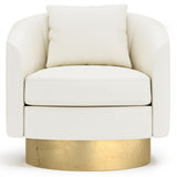 Camino White/Cream/Gold Leather Swivel Chair - Ornate Home