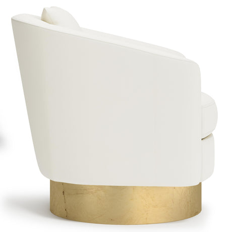 Camino White/Cream/Gold Leather Swivel Chair - Ornate Home