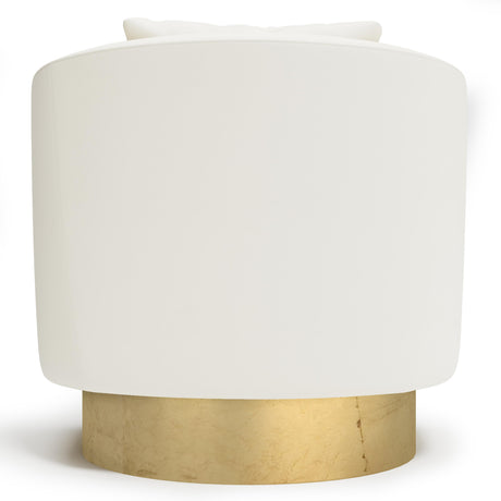 Camino White/Cream/Gold Leather Swivel Chair - Ornate Home