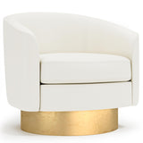 Camino White/Cream/Gold Leather Swivel Chair - Ornate Home
