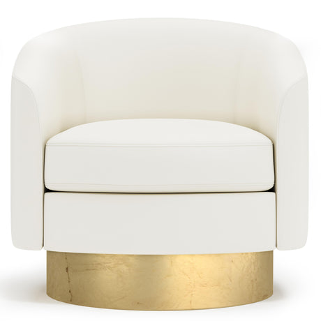 Camino White/Cream/Gold Leather Swivel Chair - Ornate Home