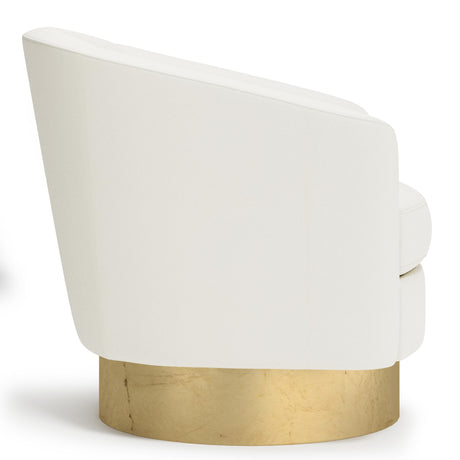 Camino White/Cream/Gold Leather Swivel Chair - Ornate Home