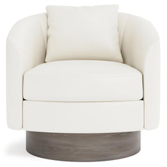 Camino White/Cream/Portobello Leather Swivel Chair - Ornate Home