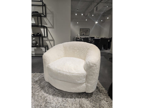 Camino White/Cream Shearling Swivel Chair - Ornate Home