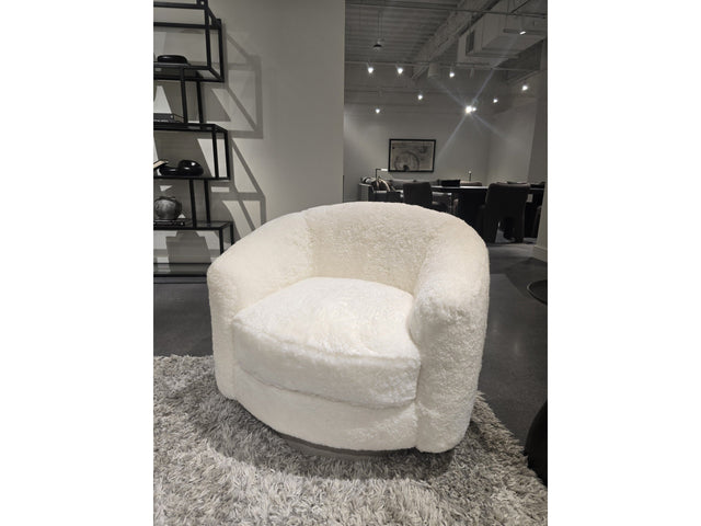 Camino White/Cream Shearling Swivel Chair - Ornate Home