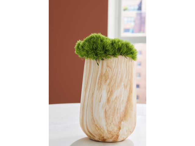 Cammen Tan/White Vase (10" H) - Ornate Home