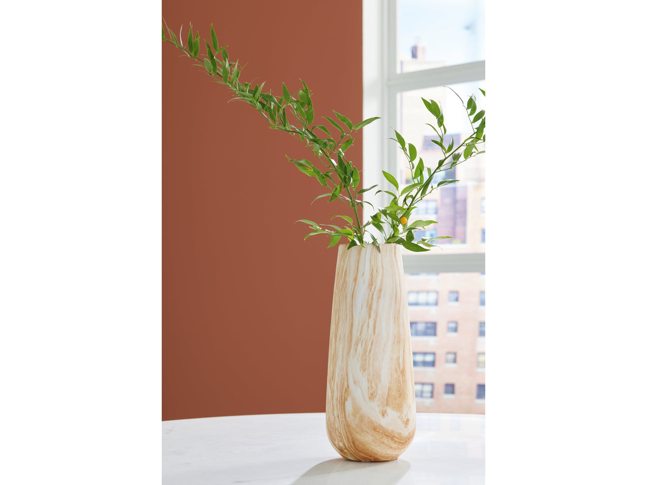 Cammen Tan/White Vase (14.25" H) (Online Special Price) - Ornate Home