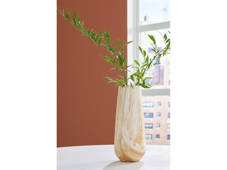 Cammen Tan/White Vase (14.25" H) - Ornate Home